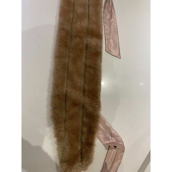 Women's Sinequanone Paris made in France Faux Fur Stole Shawl brown pink - Picture 7 of 7